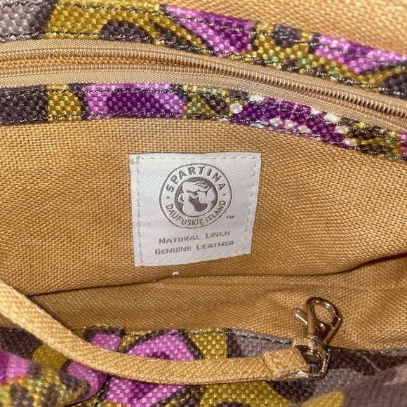 Spartina 449 Purple Canvas Floral Purse Small Shoulder Crossbody Bag - Picture 5 of 15